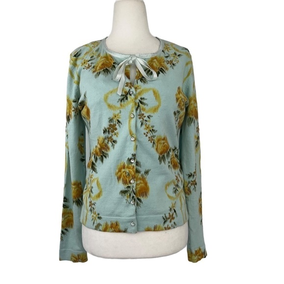 parfait FLORAL PRINT SHEER BACK CARDIGAN WITH W.D.N.Y. SILK SHELL - Picture 4 of 14